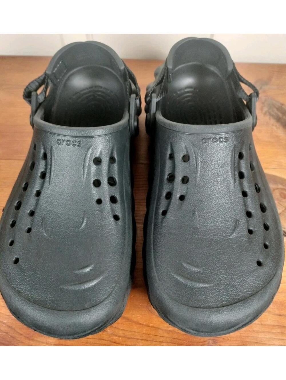 Crocs Echo Clog Black Junior Size J5 (Women's‎ 7) Adjustable Strap - Great Cond!